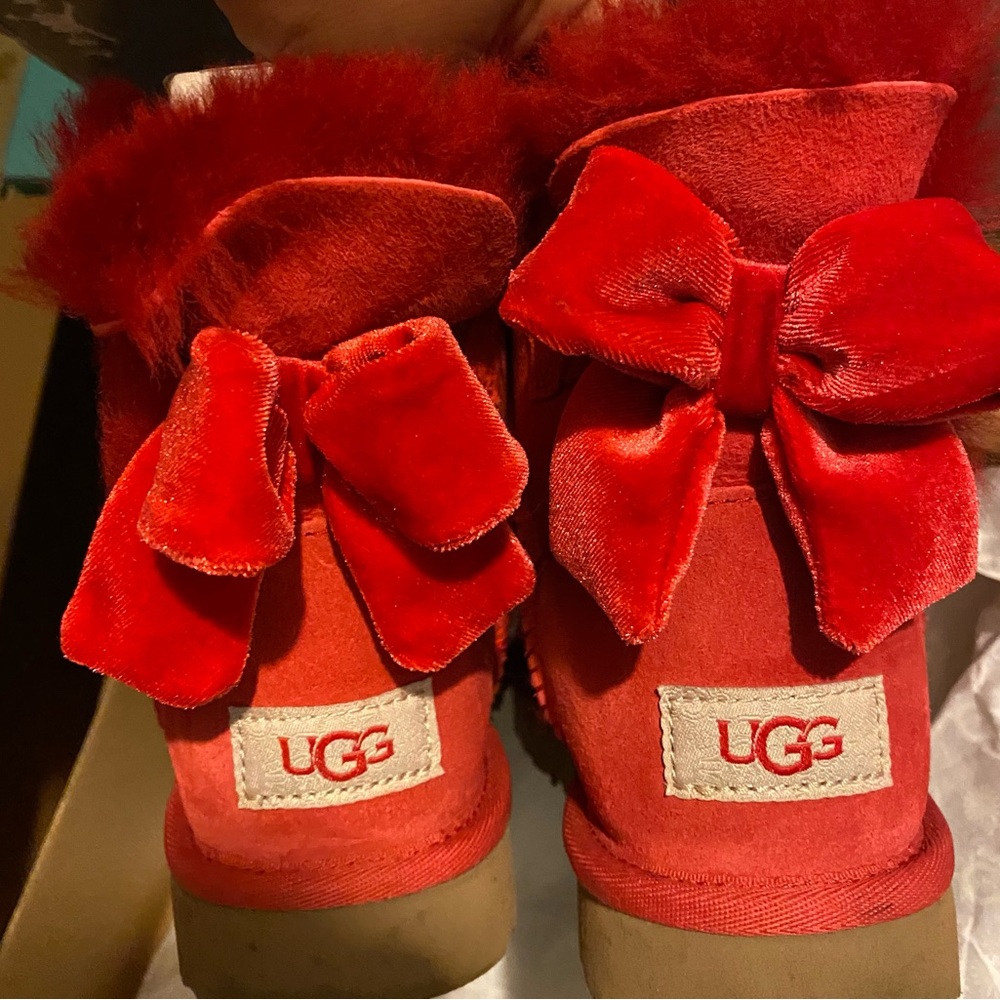 Ugg Red Mini Bailey Bow Boots - image 1